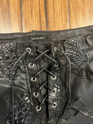Yasuyuki Ishii “Destroy” Leather Fur Variation Flared Lace Up