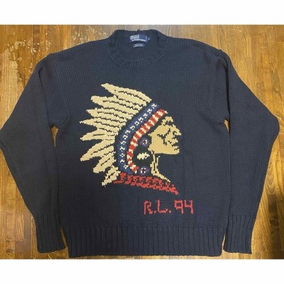 Vintage Ralph Lauren Polo 1994 Indian Head Knit Sweater Large Size