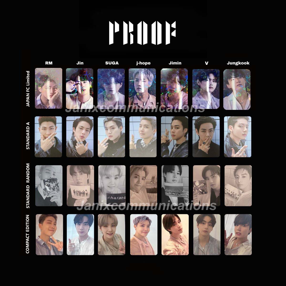 BTS Proof Official Photo Card Japan FC Standard-A Random Compact
