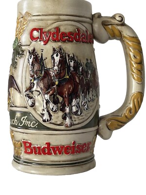 1980s RARE Vintage Budweiser Holiday Clydesdale Beer Stein