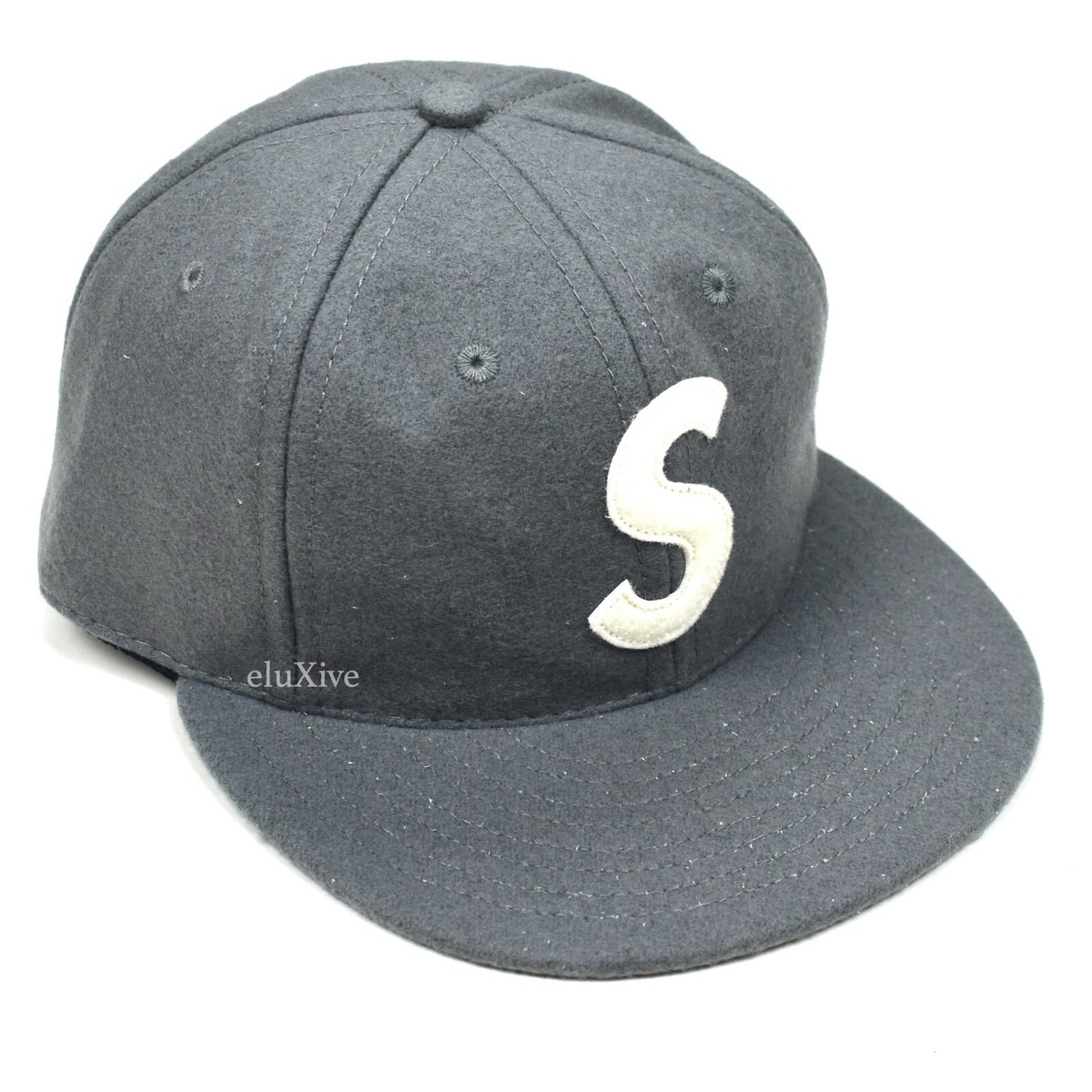 NWT Supreme Ebbets Field Flannels Gray Wool S Logo Fitted Hat