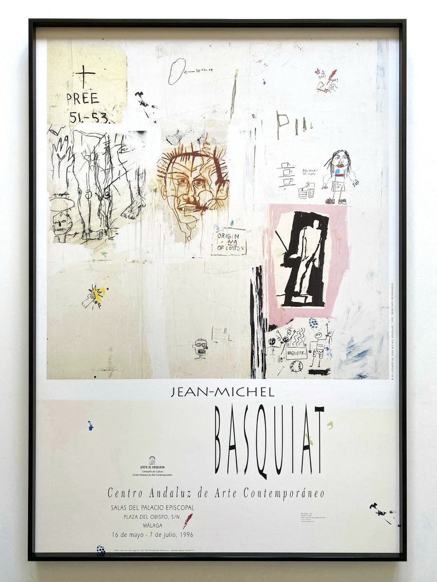 JEAN MICHEL BASQUIAT RARE LITHO PRINT FRAMED EXHIBITION POSTER