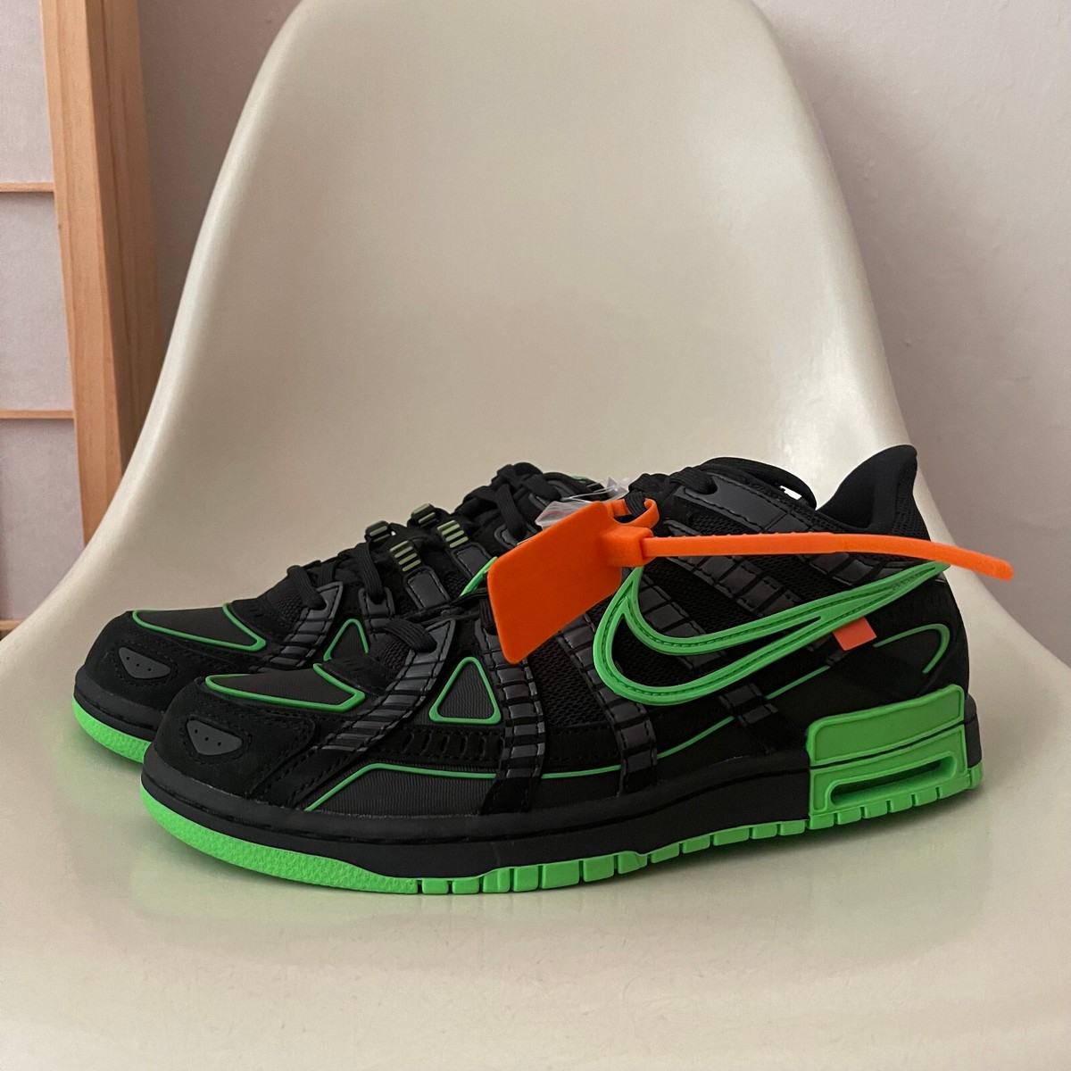 NIKE AIR x OFF WHITE Rubber Dunk Low Black Green Sz 9.5 Virgil