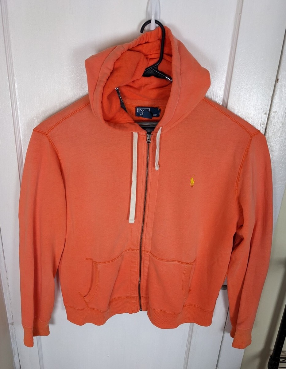 Vtg 90s Polo Ralph Lauren Double-Knit Peach Hoodie Faded Men XL