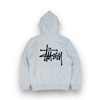 Stussy Men's Full Zip Hoodie Size XL Grey | eBay