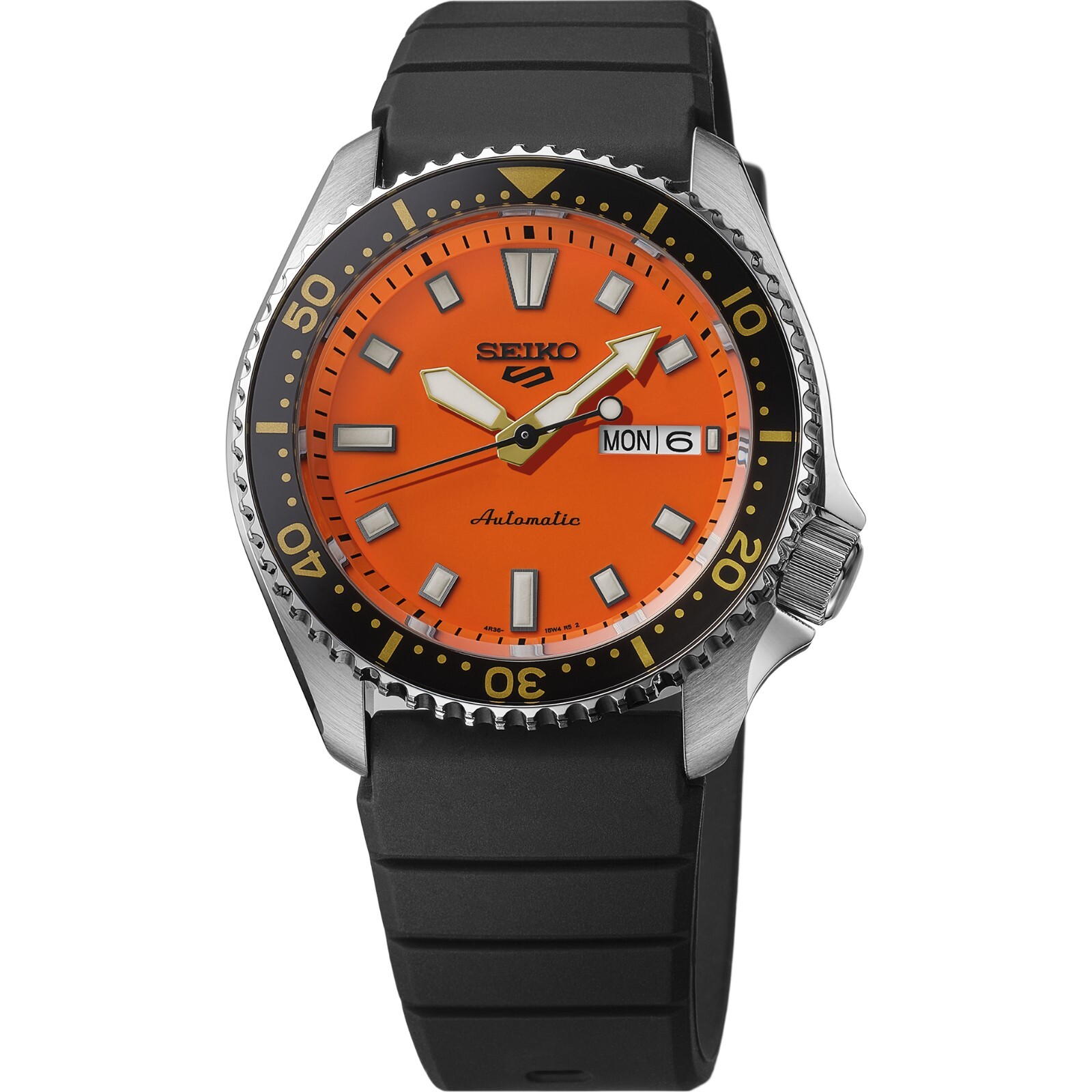 Seiko 5 Sports SKX Series Orange Dial Watch - SRPL89 Rubber Strap
