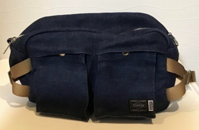 A Bathing Ape BAPE × Porter Body Waist Bag Denim Indigo Blue W11
