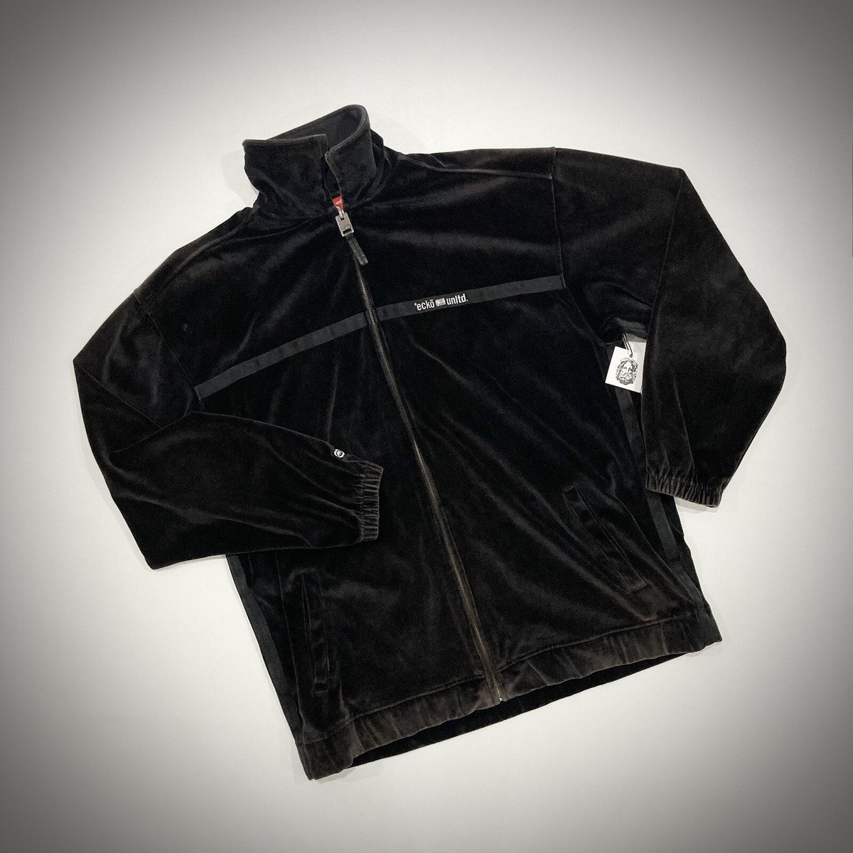 Vintage Eckō Unltd Black Velour Track Suit Streetwear OG Classic