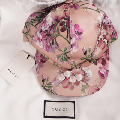 sz S NEW $650 GUCCI Woman's Pink Silk FLORAL BLOOMS Adjustable