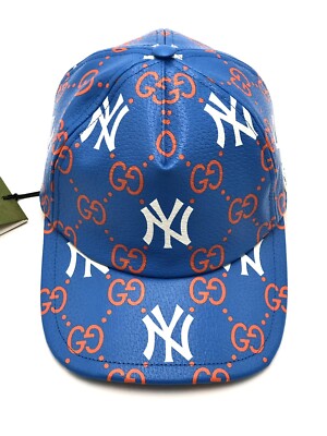 New Gucci x MLB NY Leather Baseball Hat Sz M | eBay