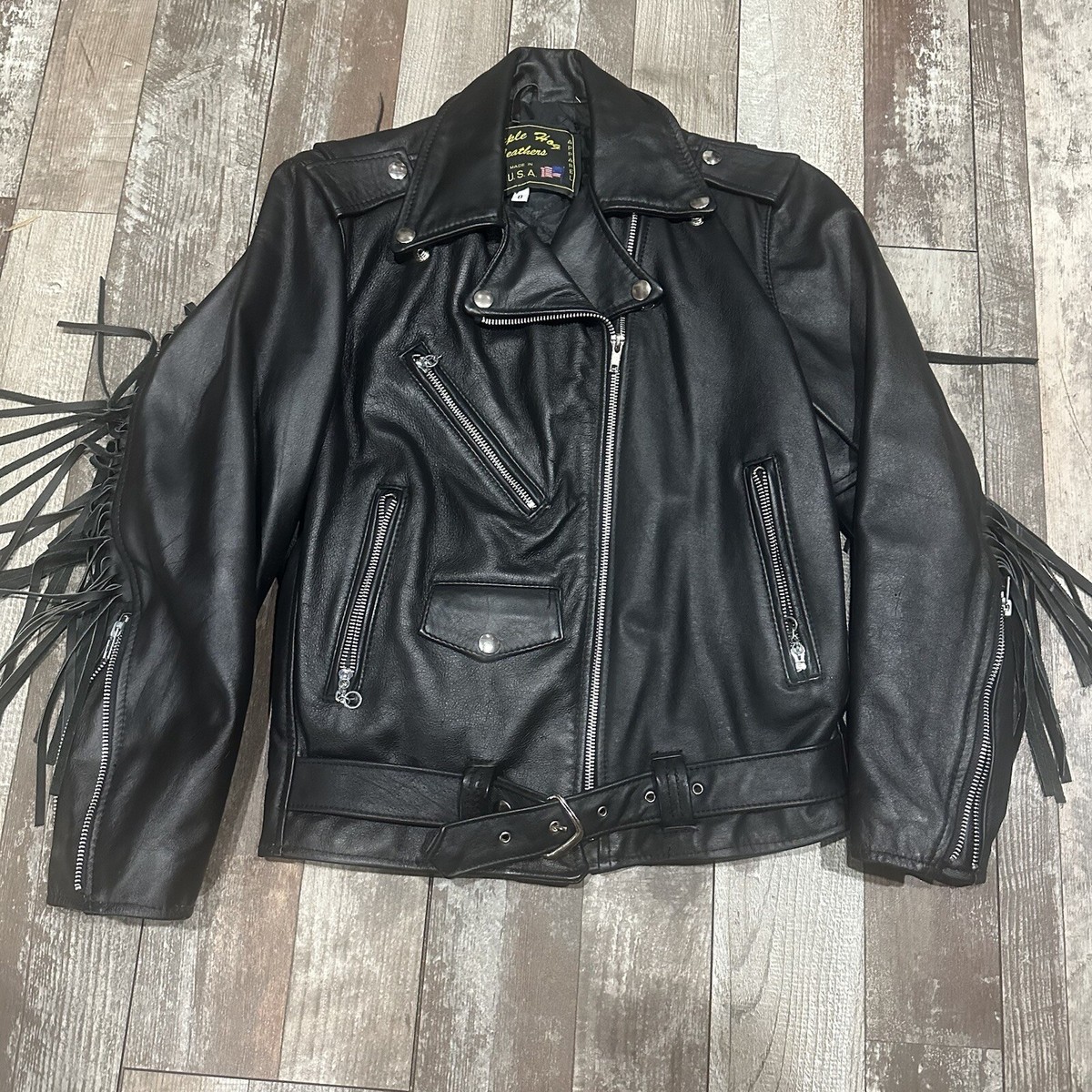 Authentic Purple Hog Women's Leather Jacket 1980's Motorcycle Bike