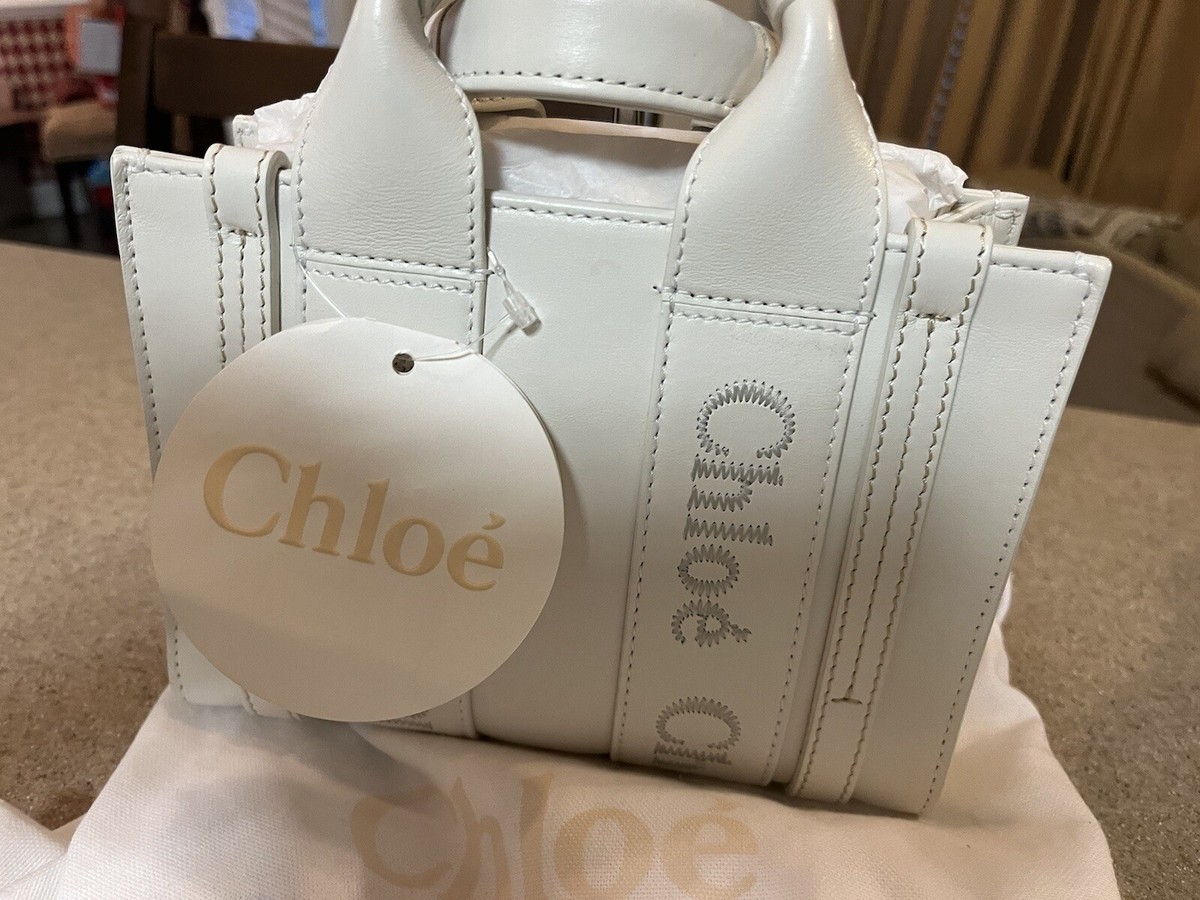 Chloe Woody Mini White Leather Tote. New With Tags! $1550 | eBay