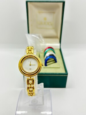 Near Mint w/Box] GUCCI 11/12 Change Bezel Watch 6 Colors Gold