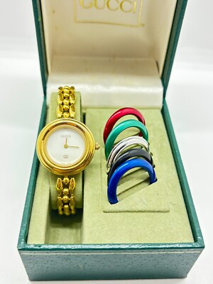 Near Mint w/Box] GUCCI 11/12 Change Bezel Watch 6 Colors Gold