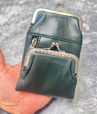 Dark Green Leather Purse Cigarette Pack Holder Pouch Case With
