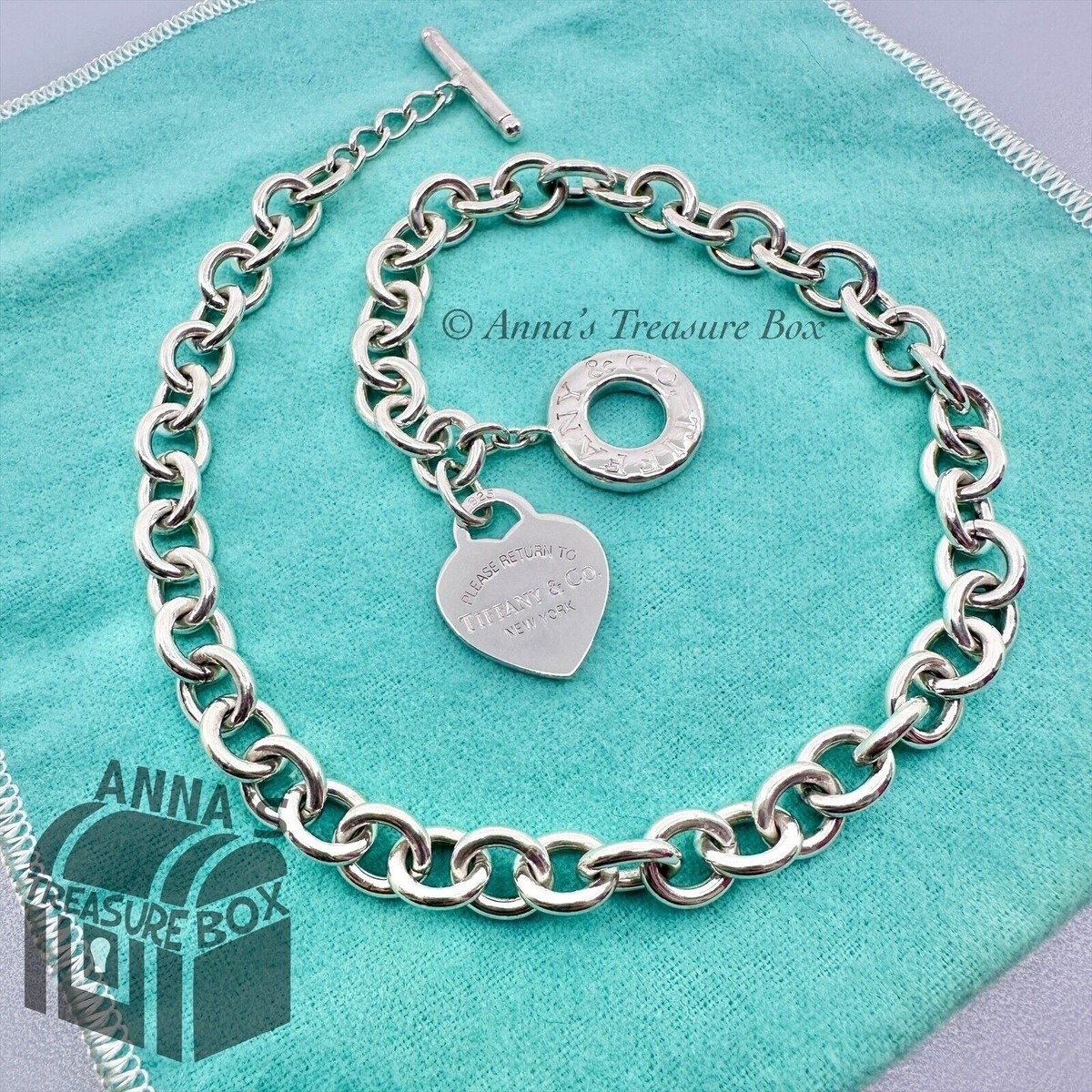 Return to Tiffany & Co. 925 Silver Toggle RTT Heart Tag 16.5