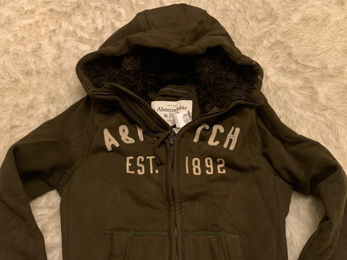 NEW Men's Abercrombie & Fitch AF Heavy Fur Lined Zip Hoodie Jacket