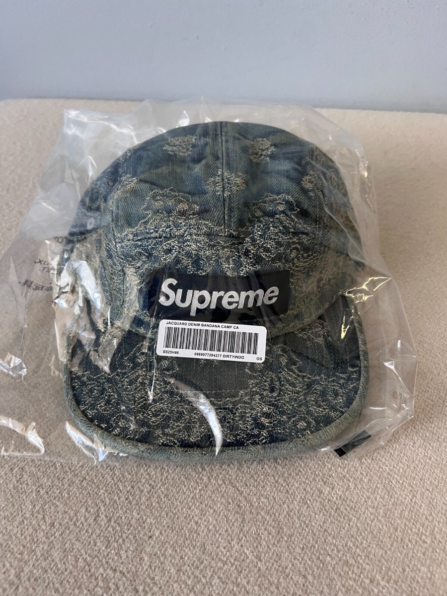 Supreme Jacquard Denim Bandana Camp Cap - Dirty Indigo Blue - NEW