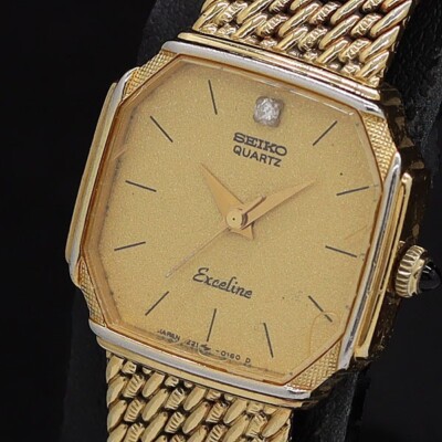 Seiko Exceline 1221-5080 Quartz Men's Gold Dial Japan Vintage