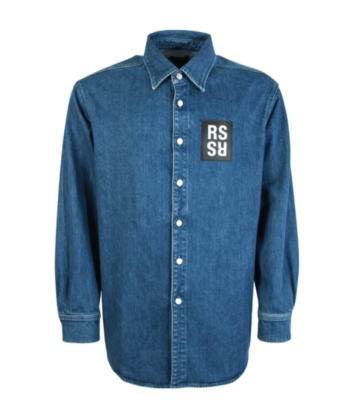 RAF SIMONS DENIM SHIRT JACKET NAVY Patch Overshirt Button size