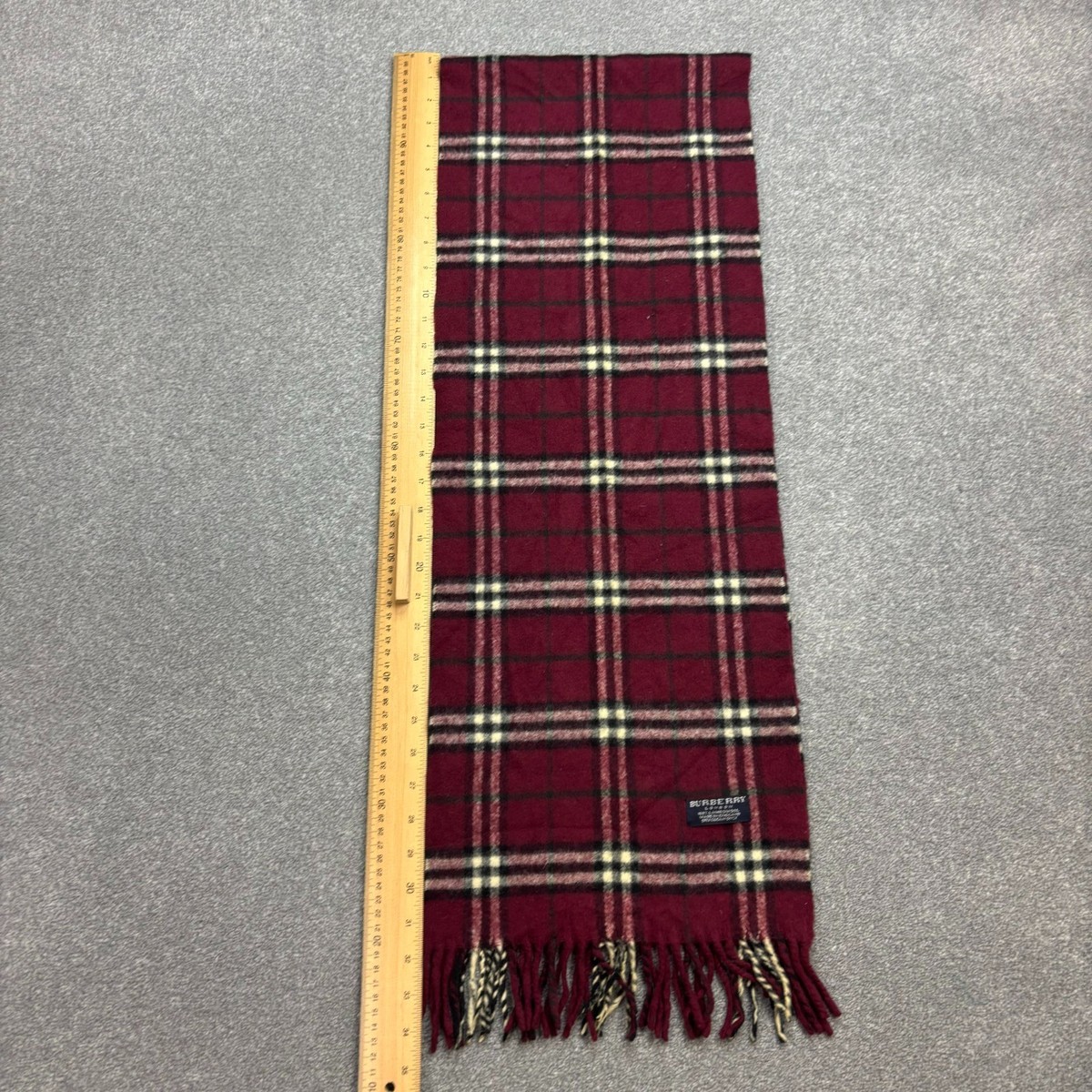 Burberry London Scarf 64x12 Inches Red 100% Lambswool Nova Check