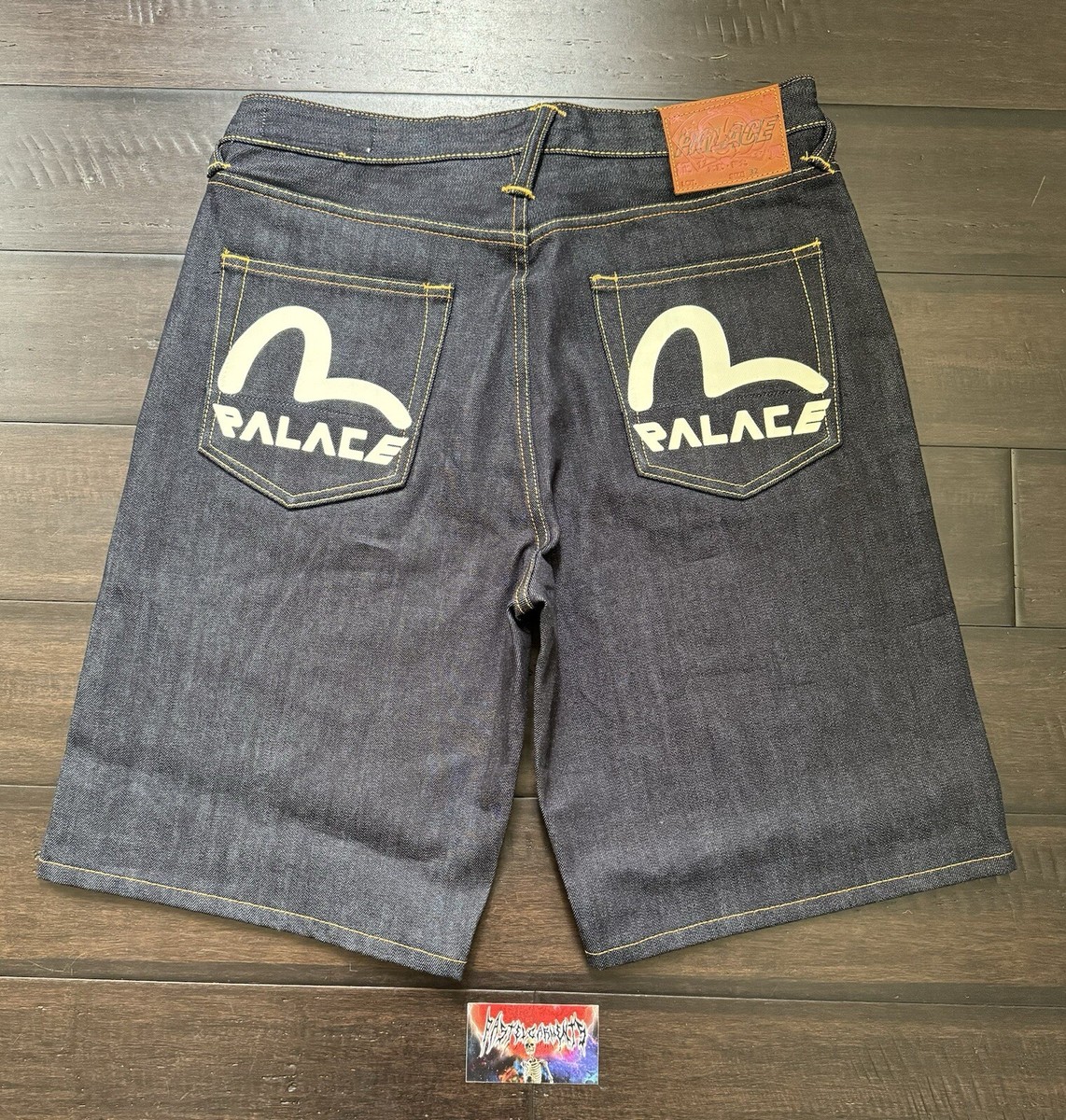 Palace x Evisu Selvedge Long Denim Short Raw Mens Size 32 BRAND