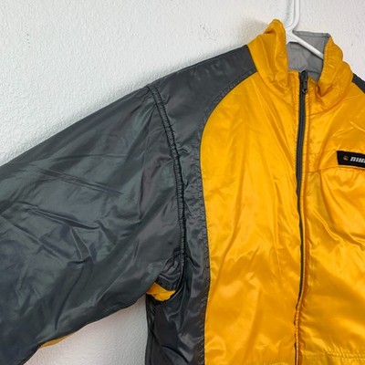 Vintage 90s Nike Gray Black Yellow Gold Reversible Jacket Size