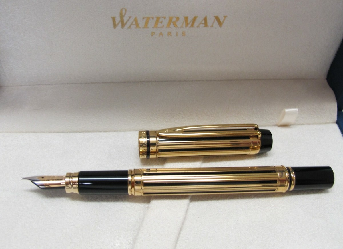 Waterman Leman 200 Gold Night & Day Fountain Pen 18k Gold Fine Pt