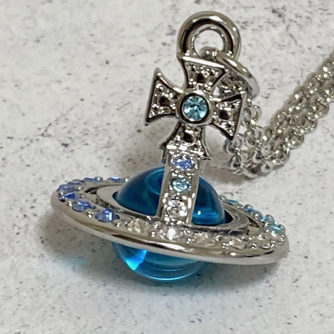 Vivienne Westwood Necklace Tiny Orb Silver Blue Tri-Color stone NO