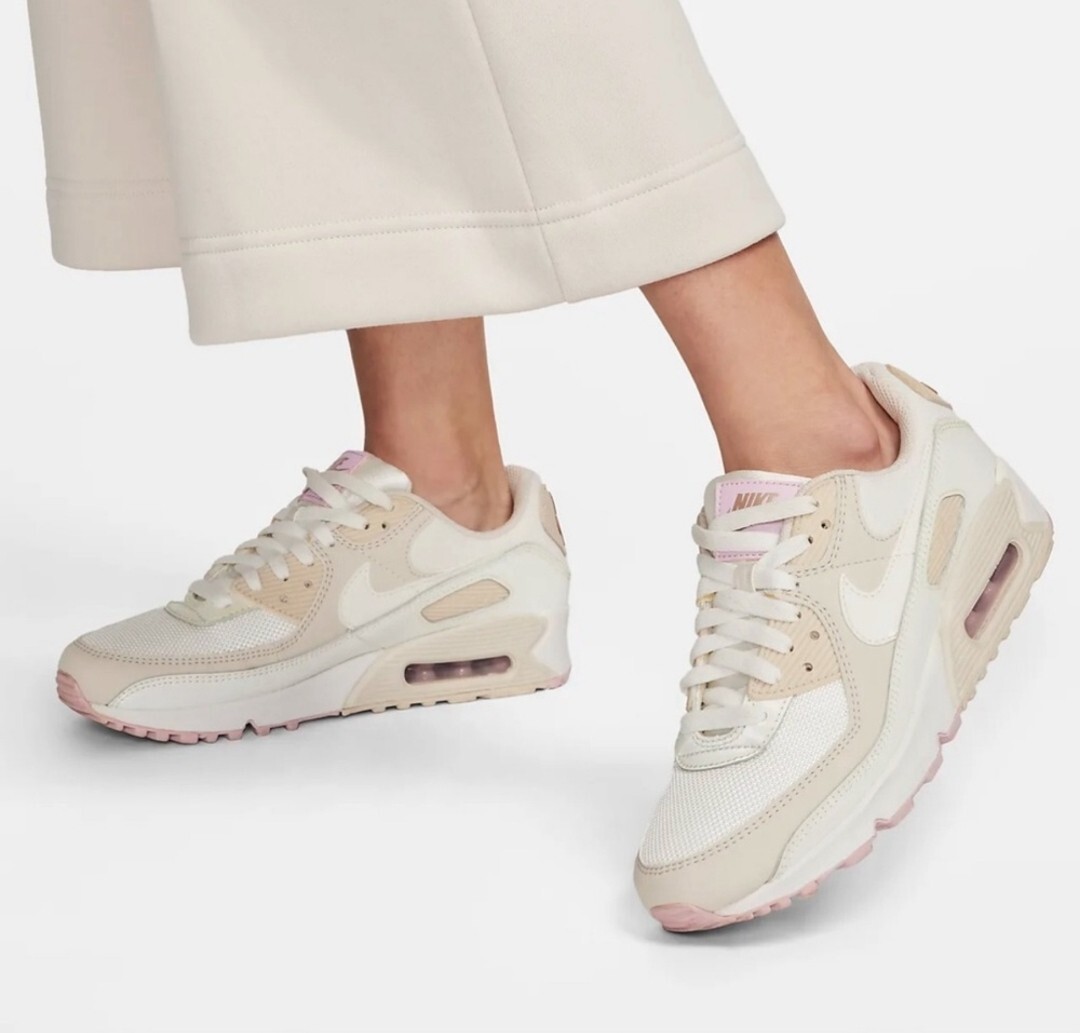 Nike Air Max 90 Summit White Pink & Oreowood Brown Women's Size 10