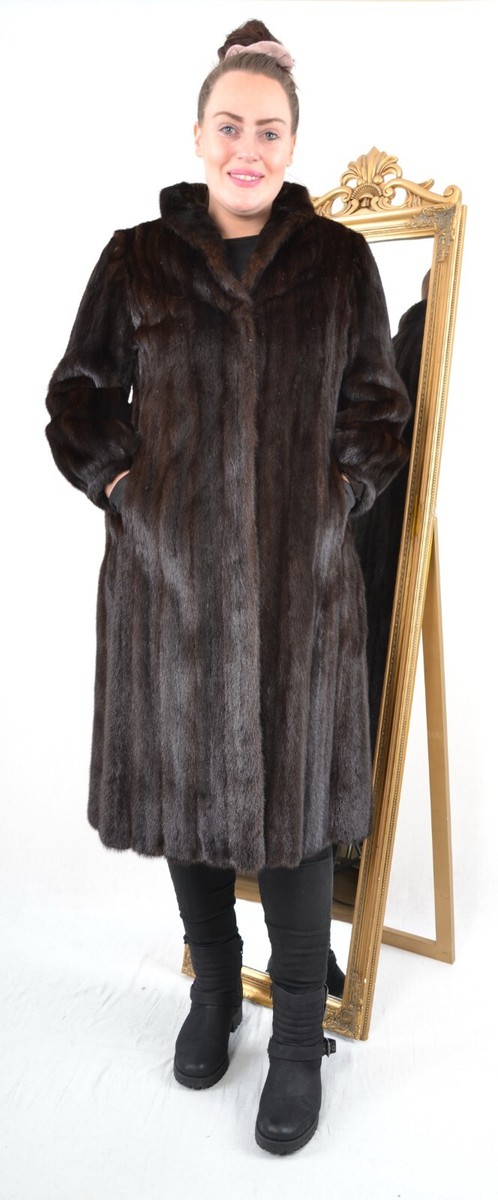 US5214 REAL SAGA MINK FUR COAT RANCH MINK JACKET FULL LENGTH SIZE