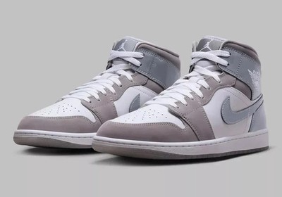 Air Jordan 1 Mid SE Men's Size 15 White/Cool Grey-Medium Grey