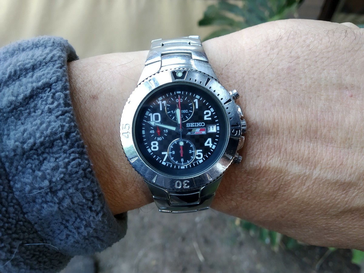 SEIKO F1 BAR HONDA QUARTZ 1/20SEC CHRONOGRAPH 7T92-0GE0 CARBON