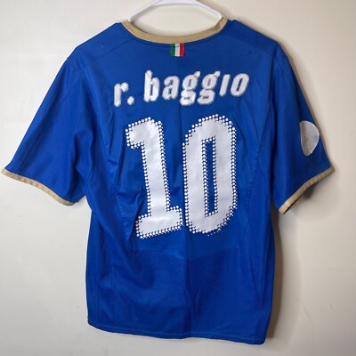 ITALY 2008 HOME PUMA ROBERTO BAGGIO 10 FOOTBALL BLUE JERSEY MEN Sz