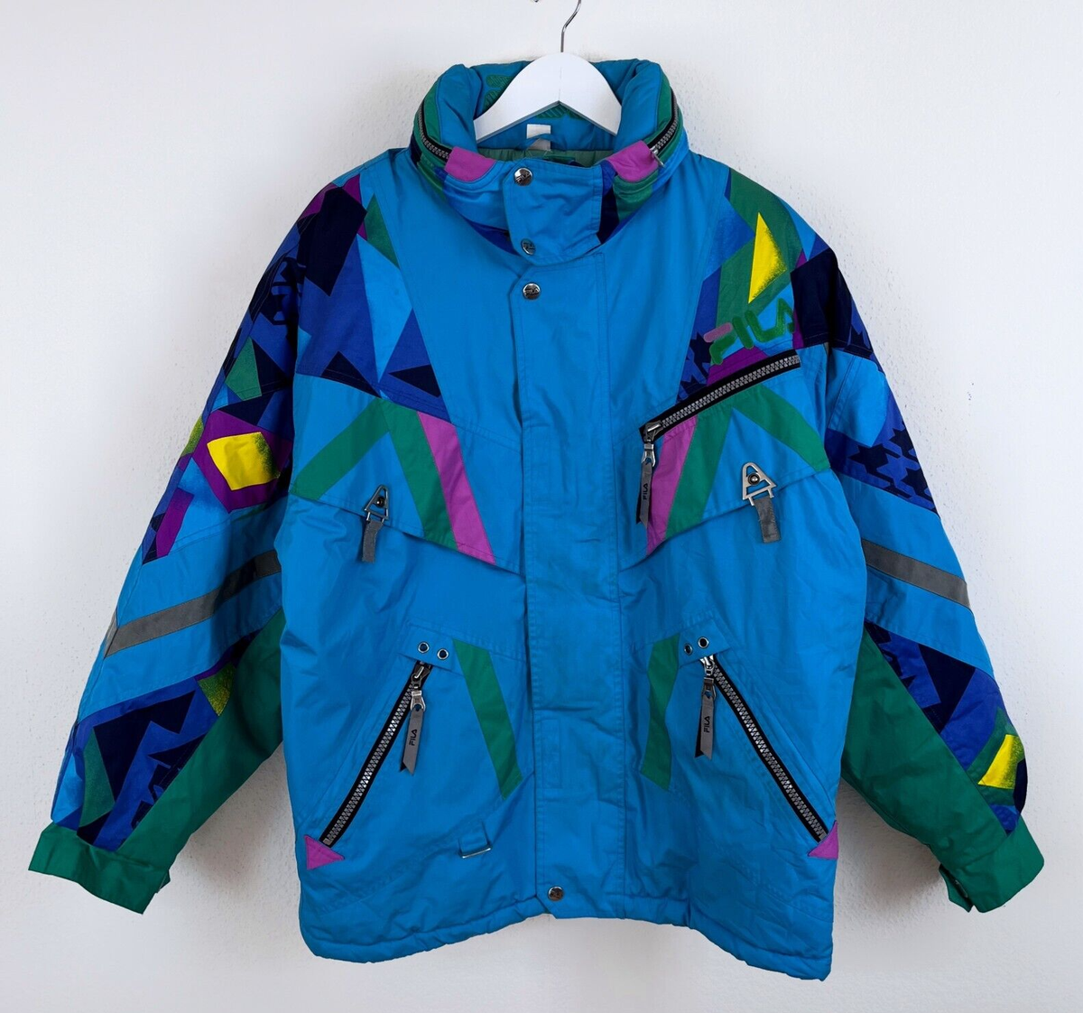 Vintage FILA Mens 90s Ski Team Italia Jacket Alberto Tomba Blue