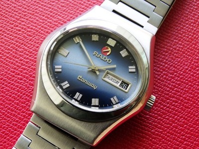 MINT VINTAGE MEN'S RADO CONWAY AUTOMATIC BLUE DAY DATE SERVICED
