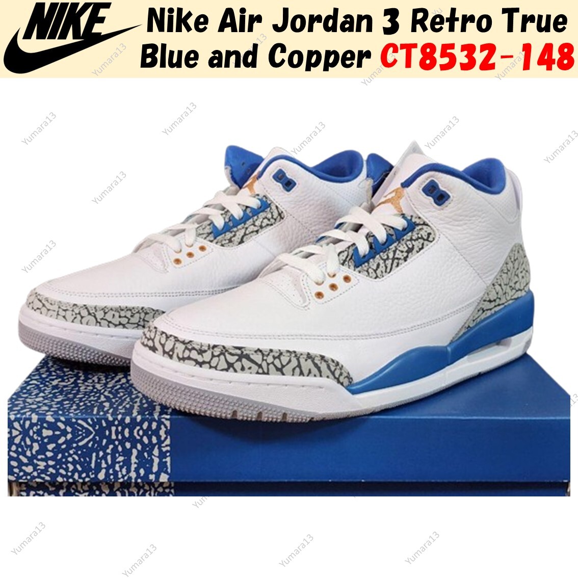 Nike Air Jordan 3 Retro Wizards True Blue Metallic Copper CT8532