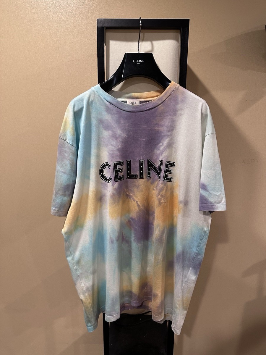 Celine x Hedi Slimane Studded Logo Tie Dye T-Shirt | eBay