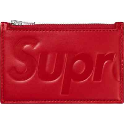 Supreme Leather Zip Card Holder Red | eBay