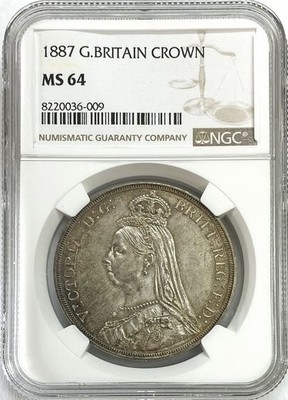 1887 SILVER GREAT BRITAIN 1 CROWN JUBILEE HEAD NGC MINT STATE 64