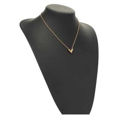 LOUIS VUITTON Essential V Necklace Gold M61083 LV Auth 133449 | eBay