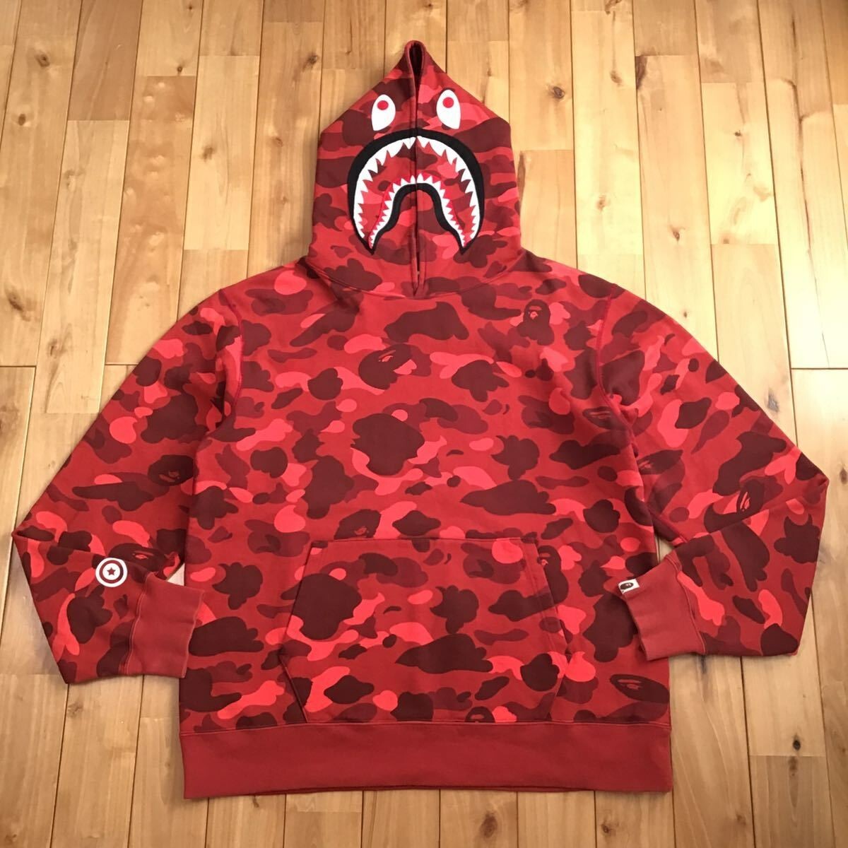 BAPE Shark pullover hoodie red camo A Bathing Ape Size XL | eBay