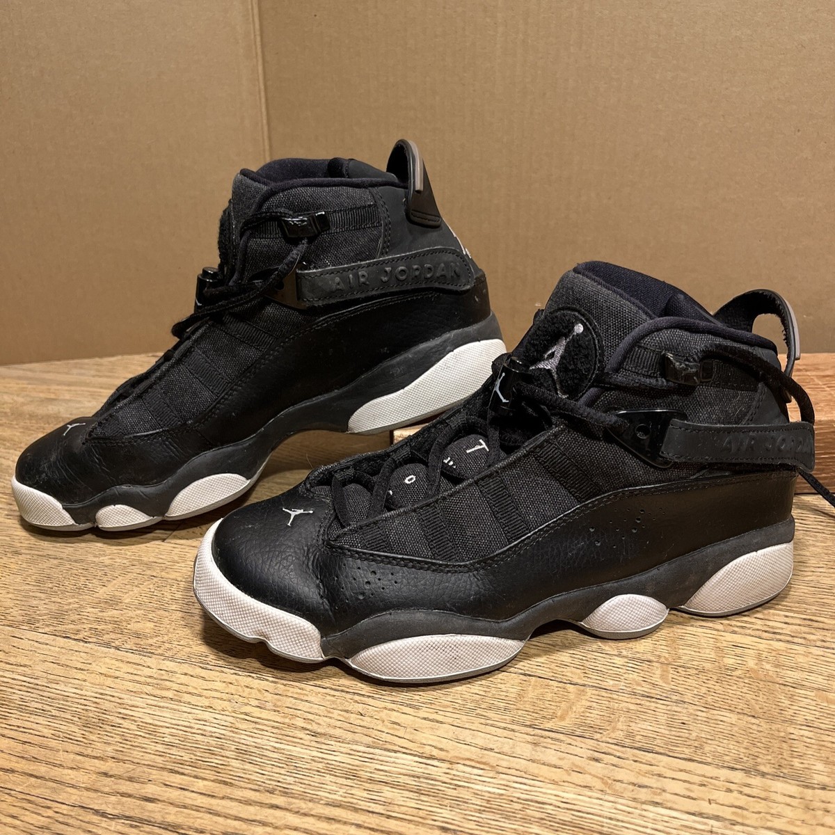 Air Jordan 6 Rings GS Black White Matte Silver 323419-021 Size 6Y