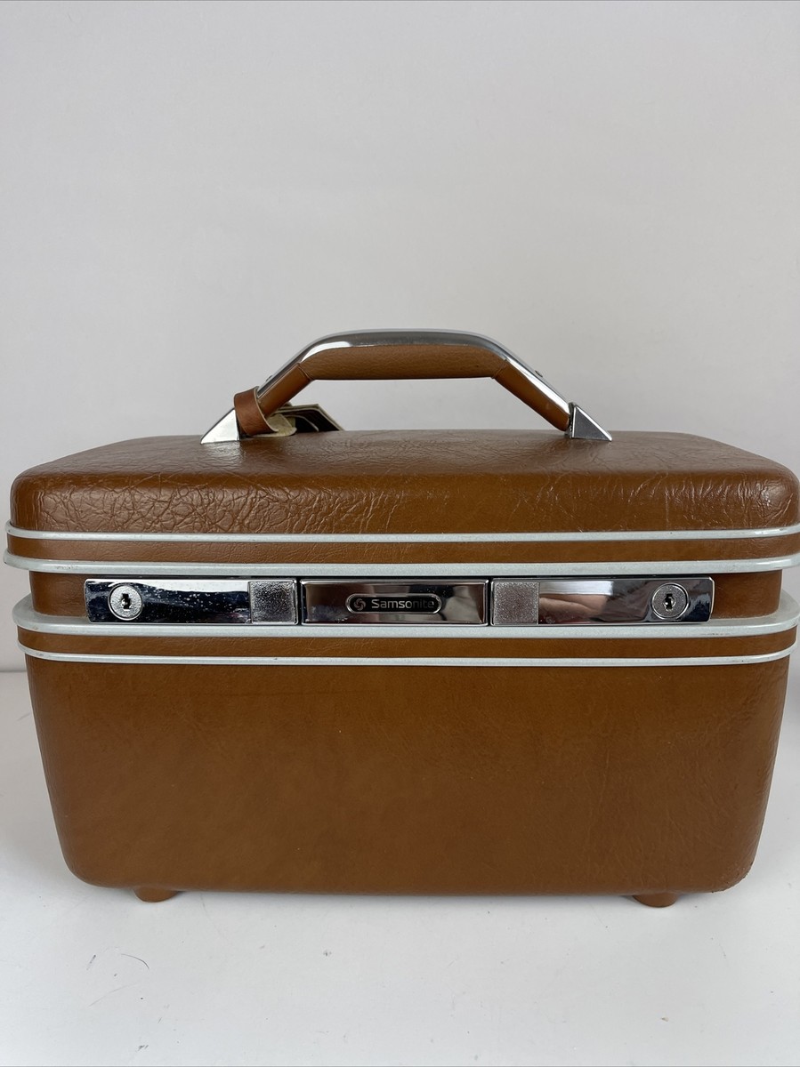 Vintage Samsonite Silhouette Train Travel Case Brown Cosmetic