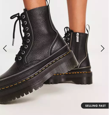 DR.MARTENS JADON QUAD ZIP MILLED NAPPA LEATHER PLATFORMS MSRP$270