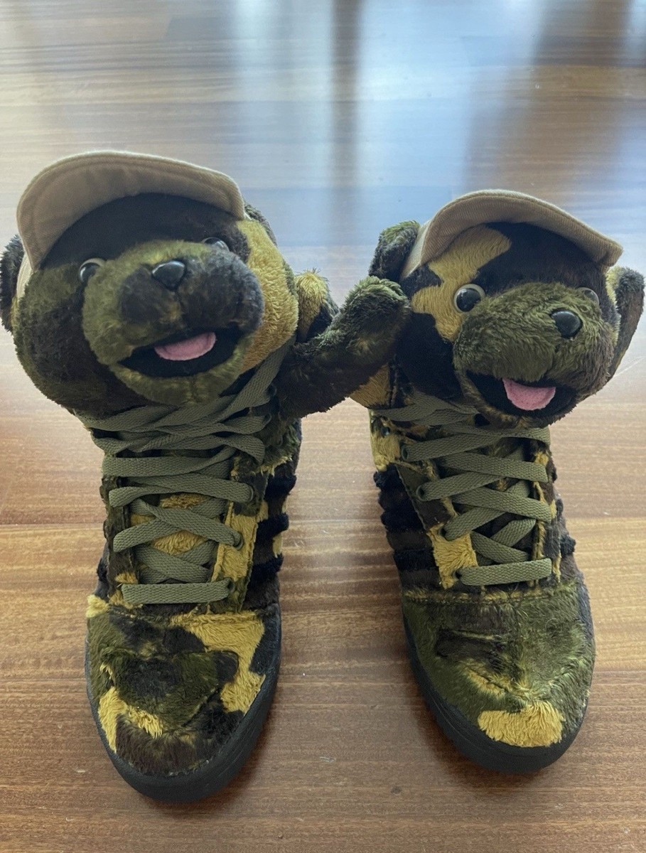 Adidas Jeremy Scott Camo Bear Sneakers, Men's US 4, Rare