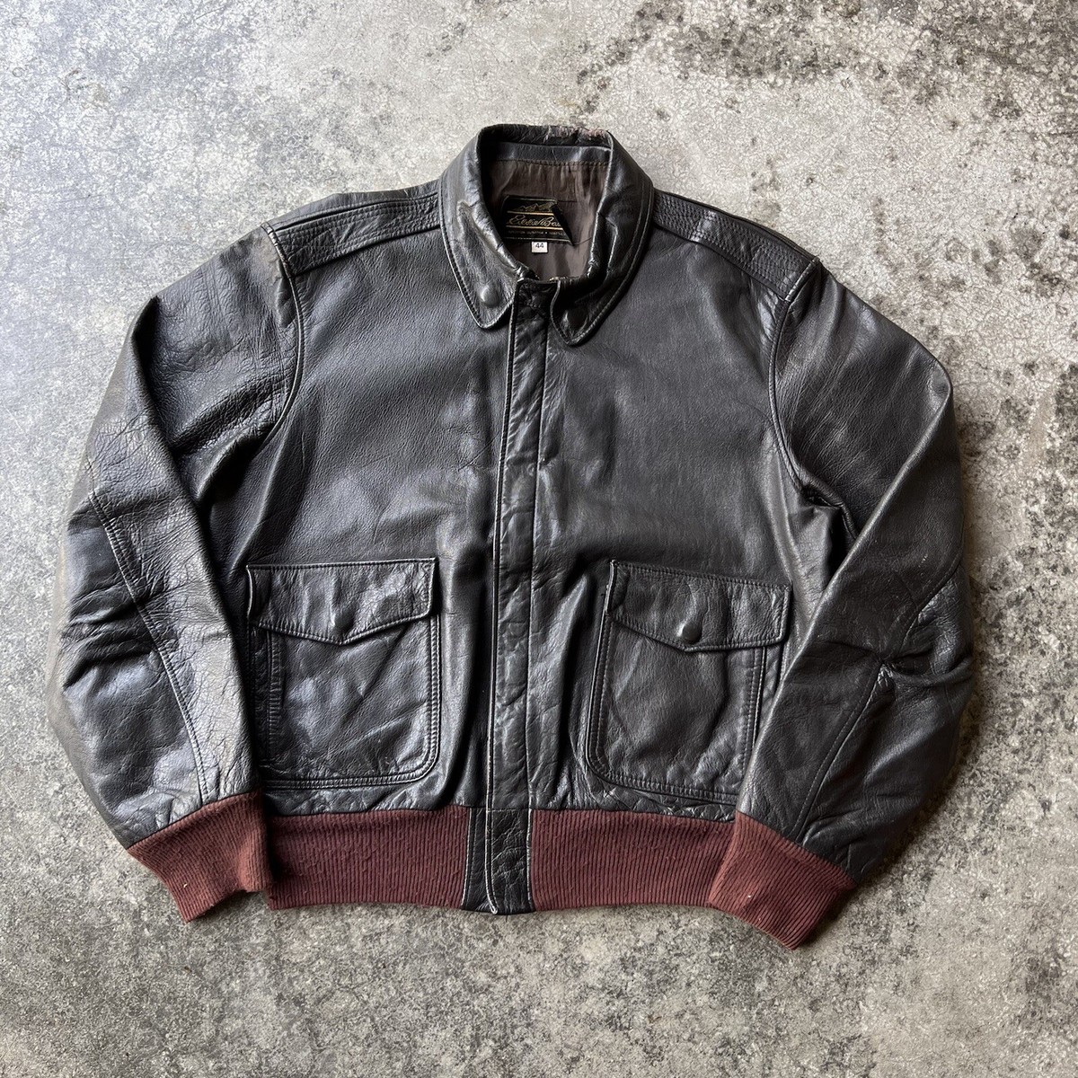 Vintage 70s 80s Eddie Bauer Leather A-2 Bomber Jacket Mens Size 44