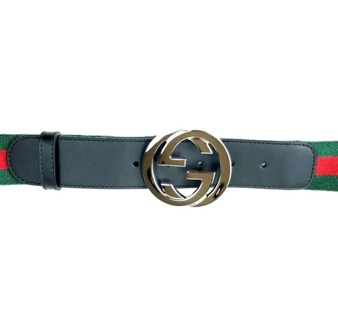 Gucci Belt Web Line Size 90 G Buckle Green | eBay