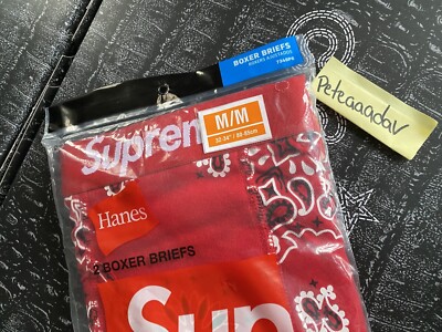 Supreme Hanes Bandana Boxer Briefs Red 2 Pack Men Medium Brand New