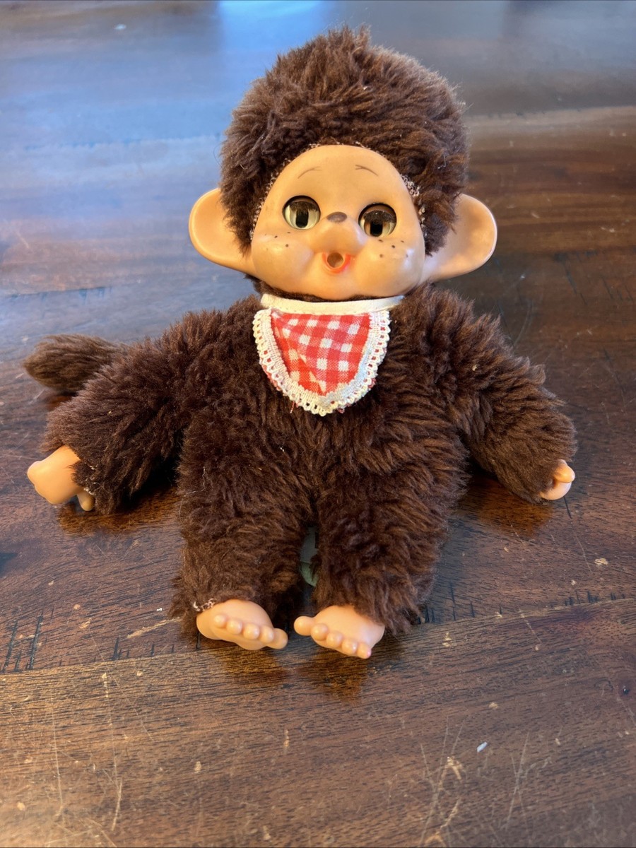 Vintage 1980's Cuddle Wit Monchichi 8” Monkey Chimp Doll Eyes Open
